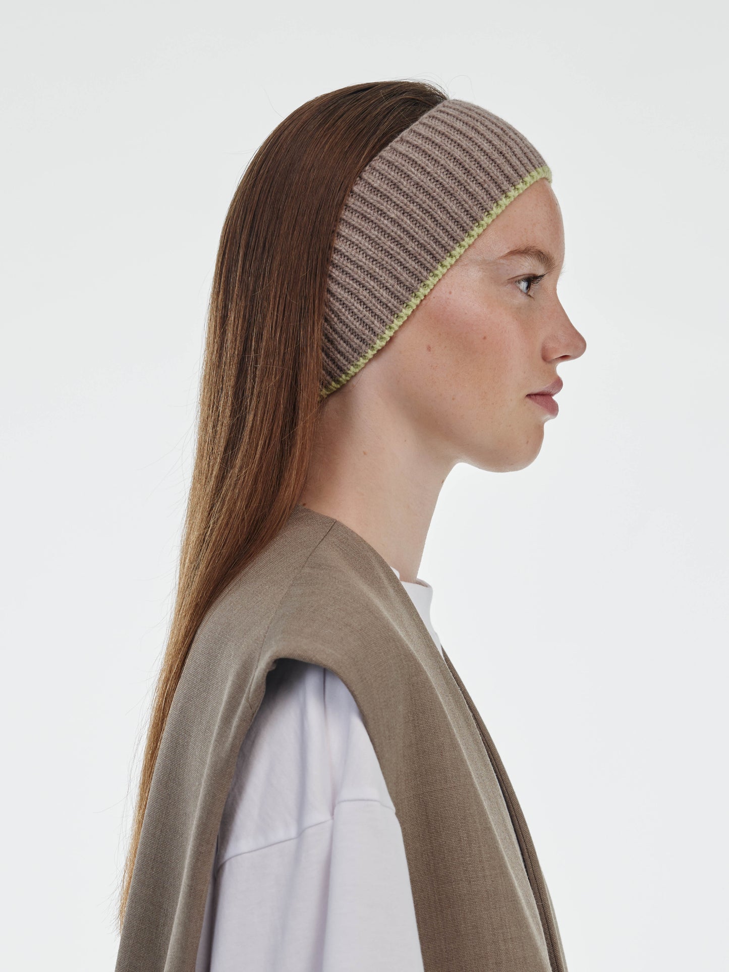 Wool Head Band - Mushroom/Light Green