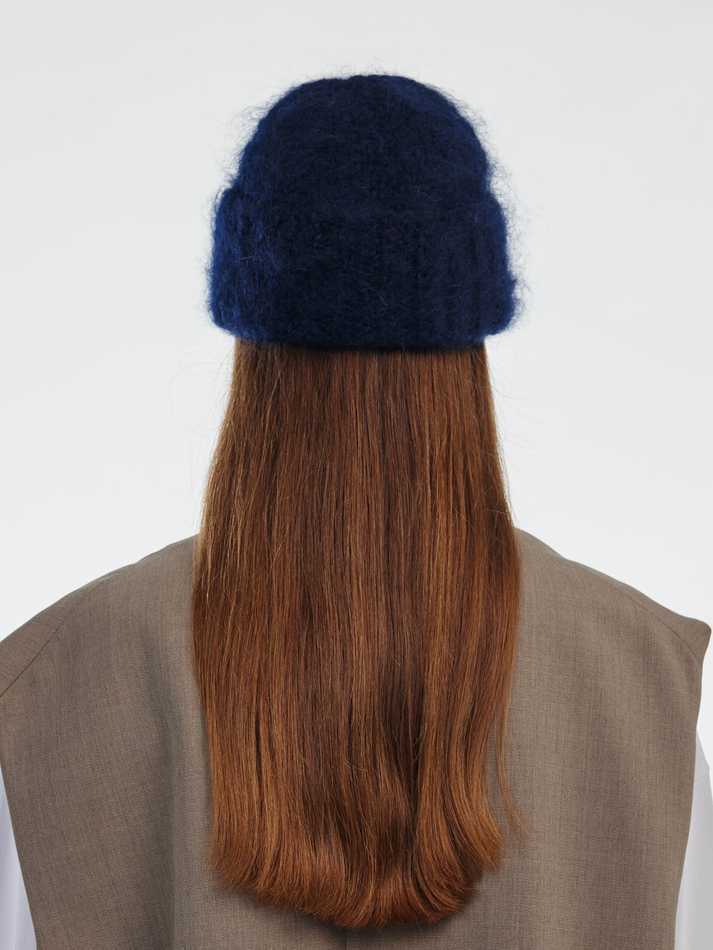 Brushed Mohair-Wool Beanie Hat - Navy