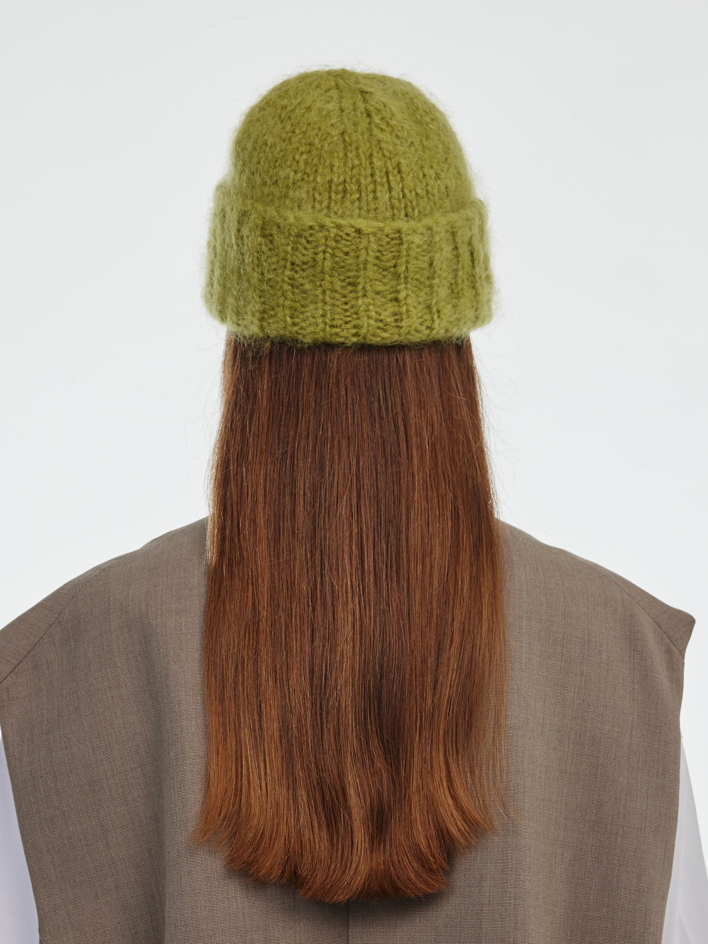 Brushed Mohair-Wool Beanie Hat - Pistachio