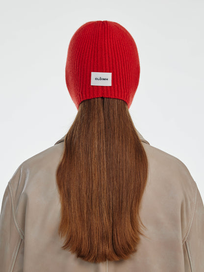 Soft Wool Tied Bonnet Hat - Red/Burgundy
