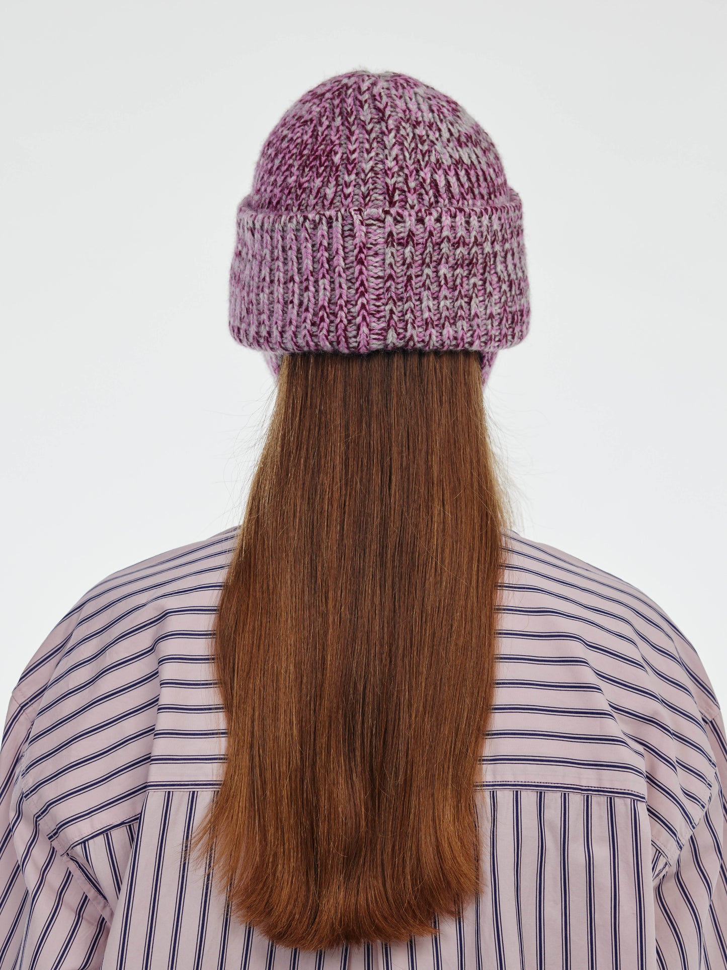 Marl Soft Wool Ear Flap Hat - Burgundy/Pink Marl