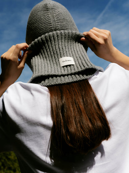 Wool Folded Neck Warmer - Grey Melange