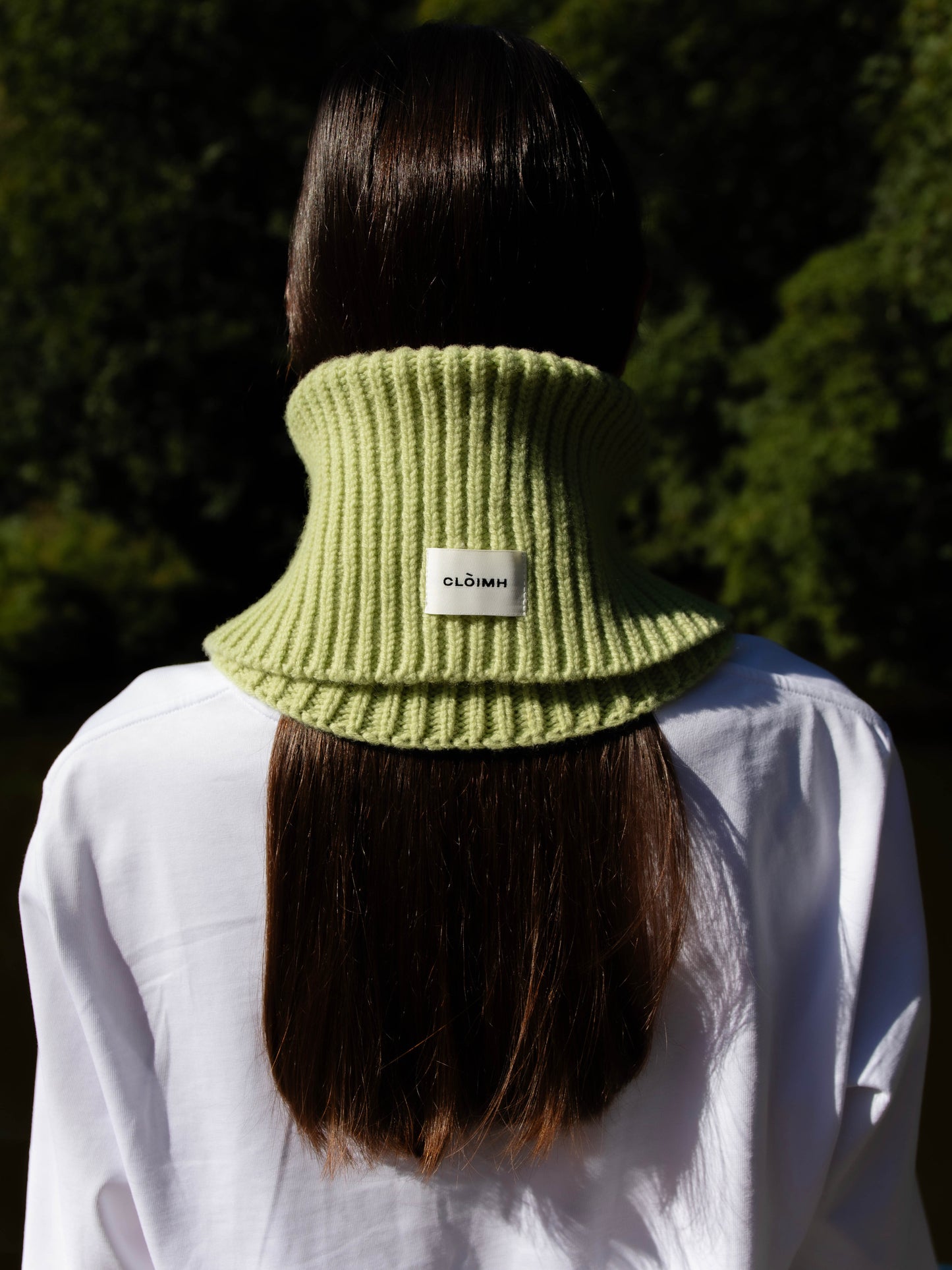 Wool Folded Neck Warmer - Light Green