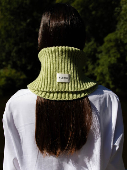 Wool Folded Neck Warmer - Light Green
