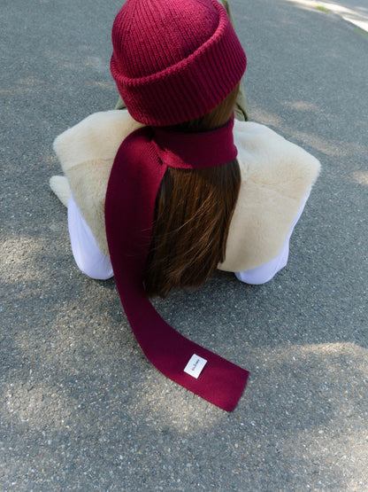 Chunky Soft Wool Beanie Hat - Burgundy