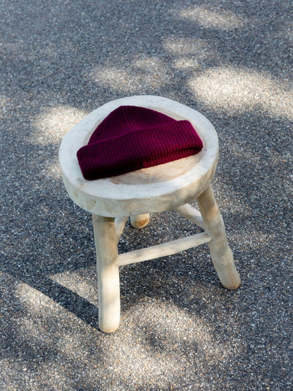 Chunky Soft Wool Beanie Hat - Burgundy