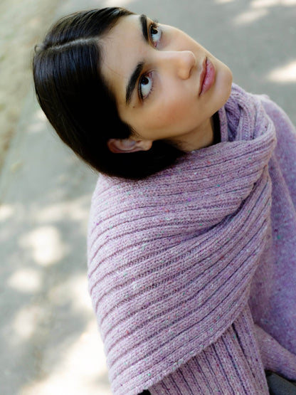 Donegal Chunky Ribbed Wool Scarf - Pink