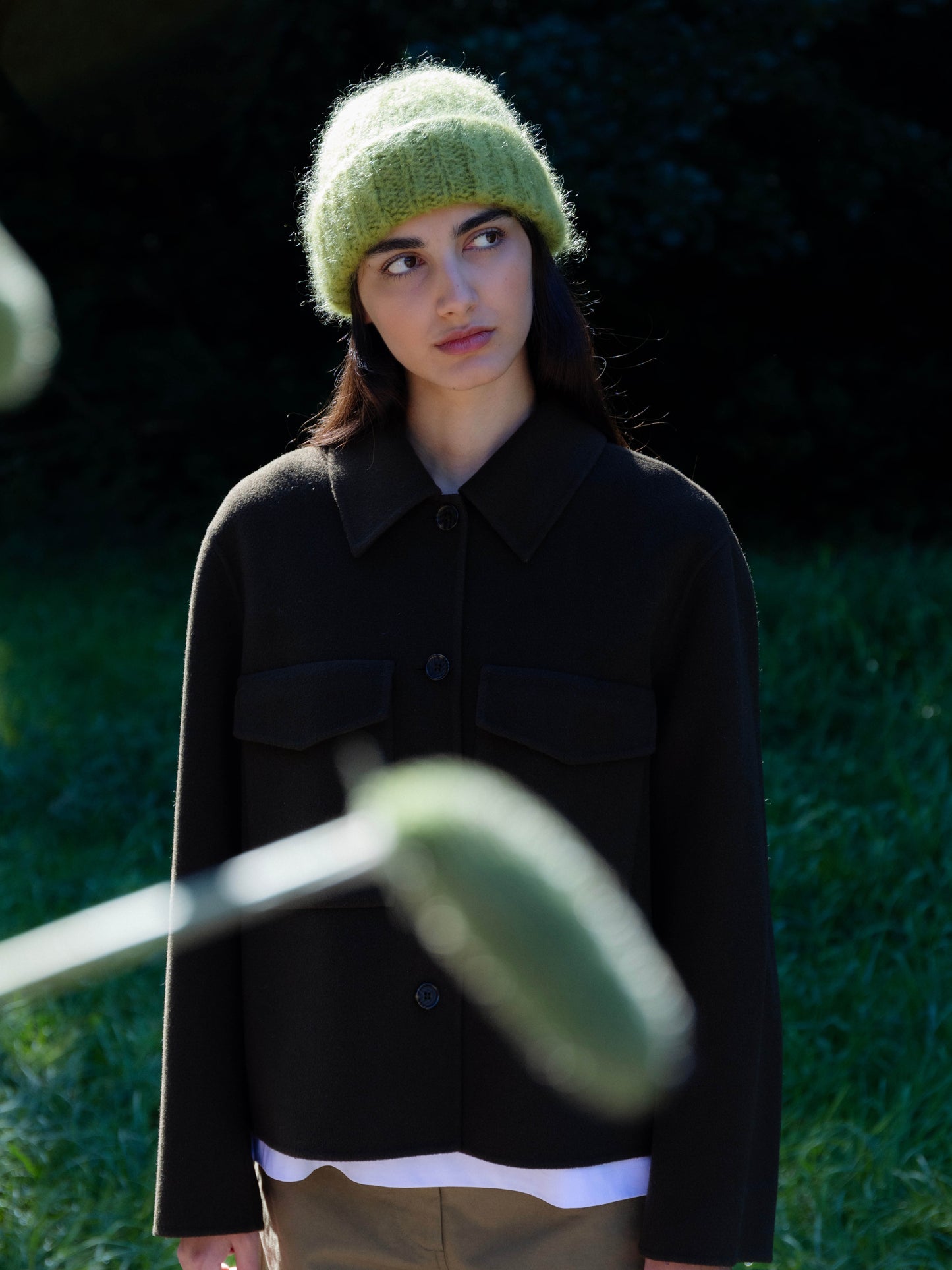 Brushed Mohair-Wool Beanie Hat - Pistachio