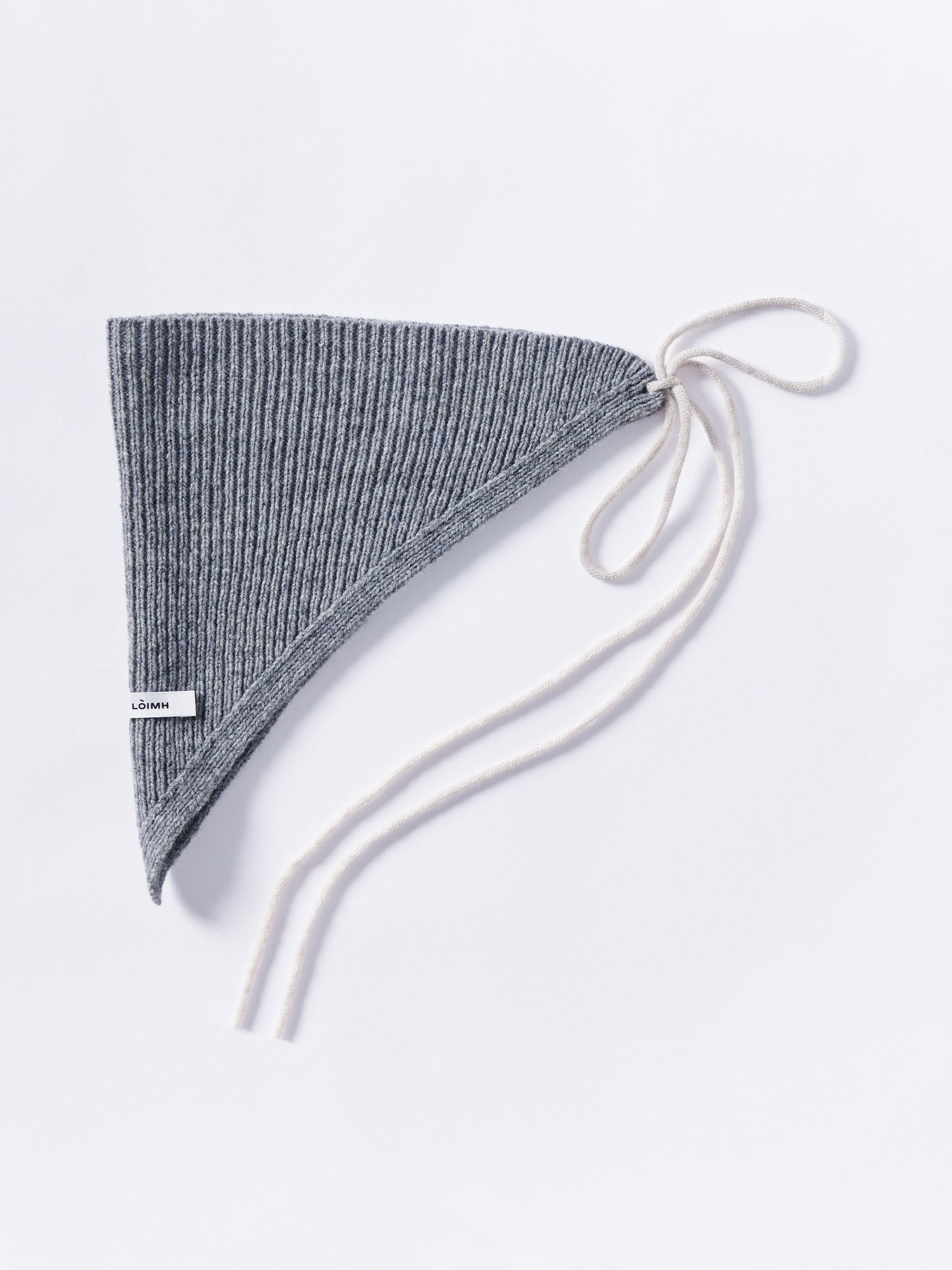 Ribbed Soft Wool Bandana - Light Grey