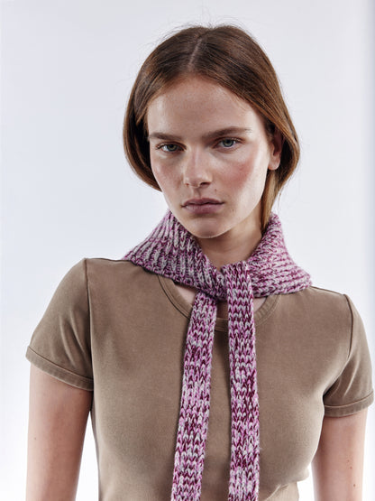 Marl Soft Wool Chunky Bandana - Burgundy/Pink Marl