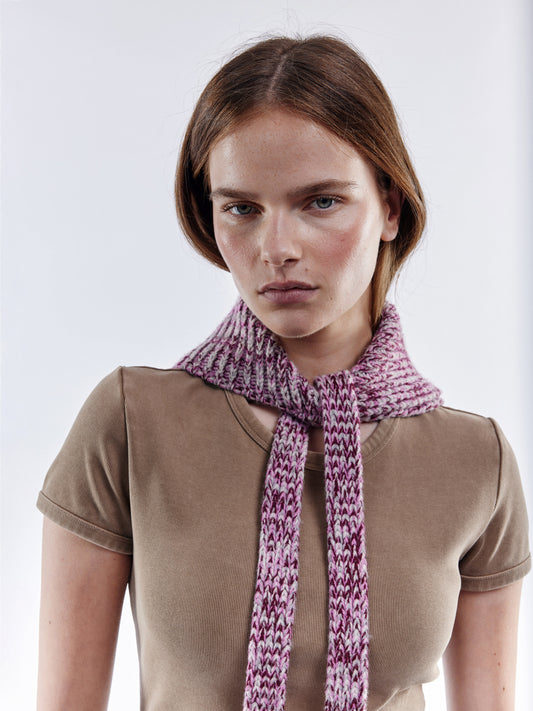 Marl Soft Wool Chunky Bandana - Burgundy/Pink Marl