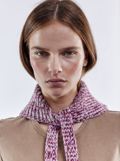 Marl Soft Wool Chunky Bandana - Burgundy/Pink Marl