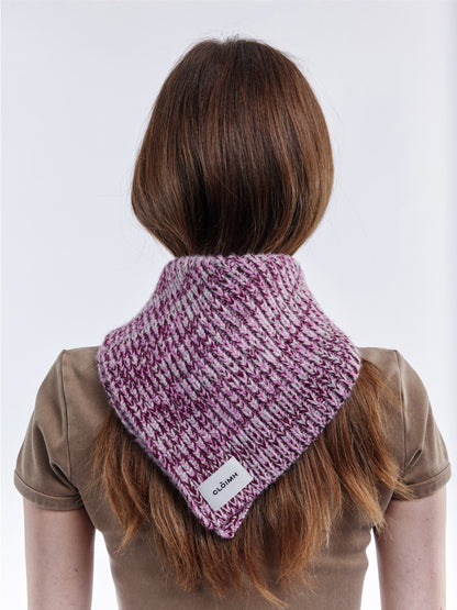 Marl Soft Wool Chunky Bandana - Burgundy/Pink Marl