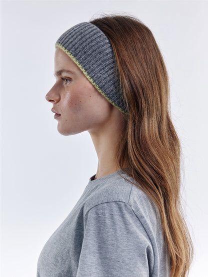 Wool Head Band - Grey Melange/Light Green