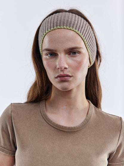 Wool Head Band - Mushroom/Light Green