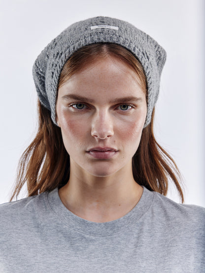 Pointelle Soft Wool Bandana - Light Grey