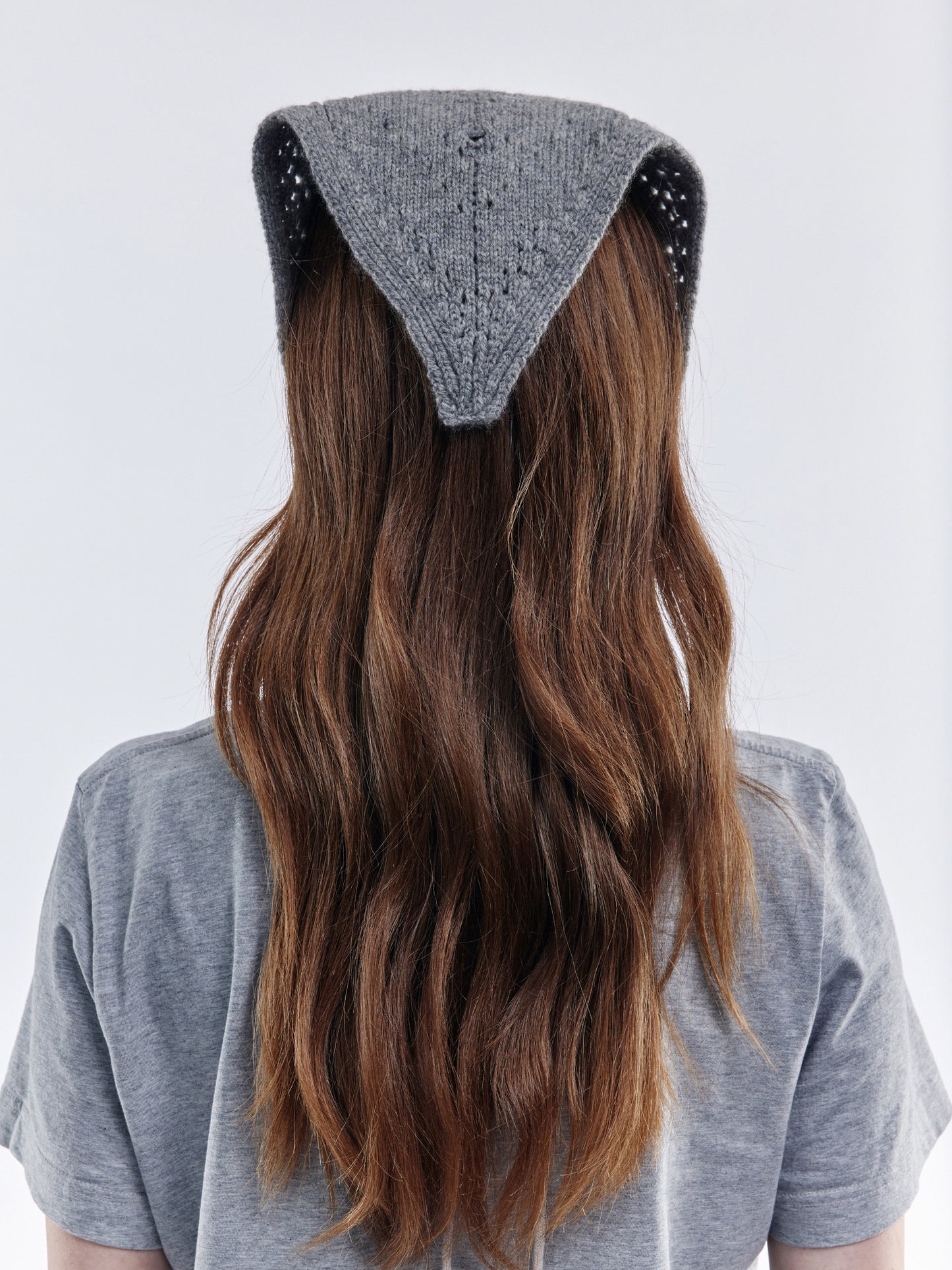 Pointelle Soft Wool Bandana - Light Grey