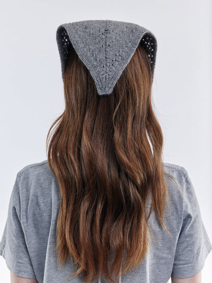 Pointelle Soft Wool Bandana - Light Grey