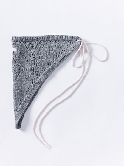 Pointelle Soft Wool Bandana - Light Grey