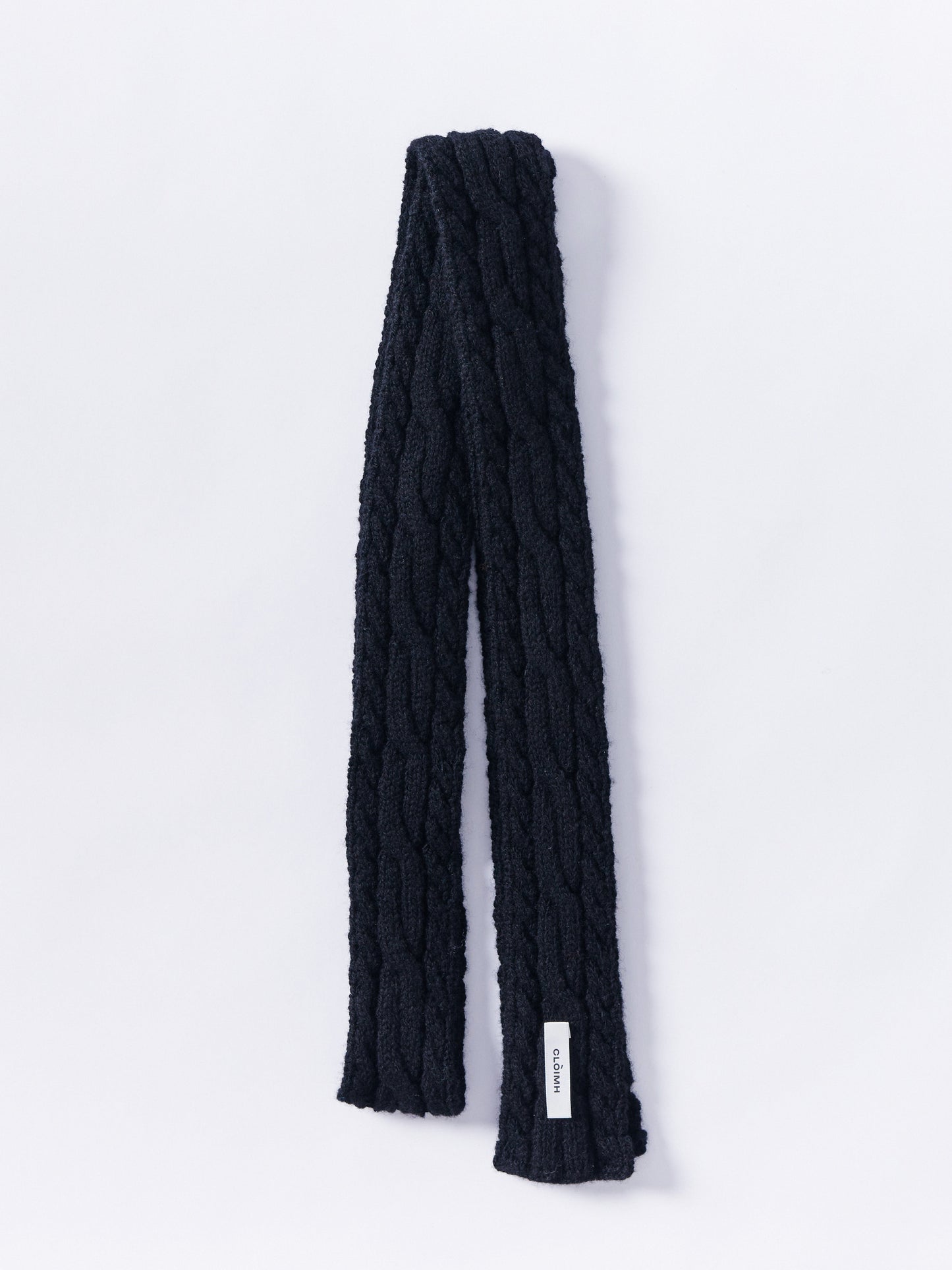 Soft Wool Aran Micro Scarf - Black