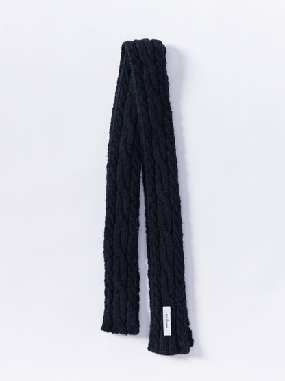 Soft Wool Aran Micro Scarf - Black