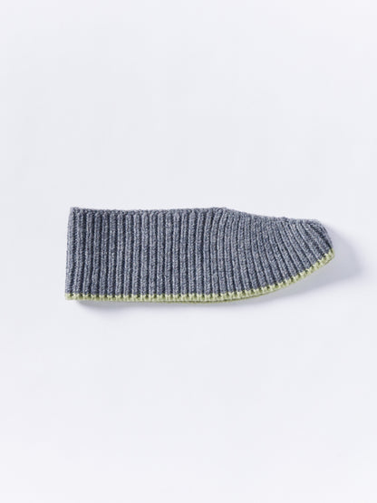 Wool Head Band - Grey Melange/Light Green