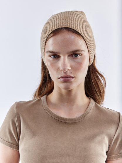 Ribbed Soft Wool Bandana - Sand Marl