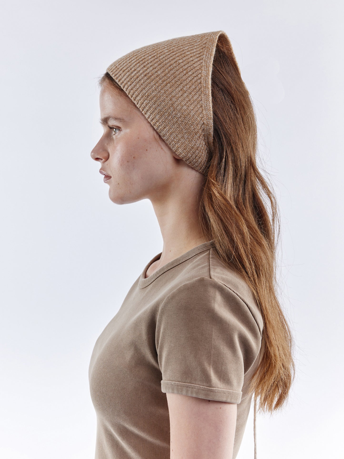 Ribbed Soft Wool Bandana - Sand Marl