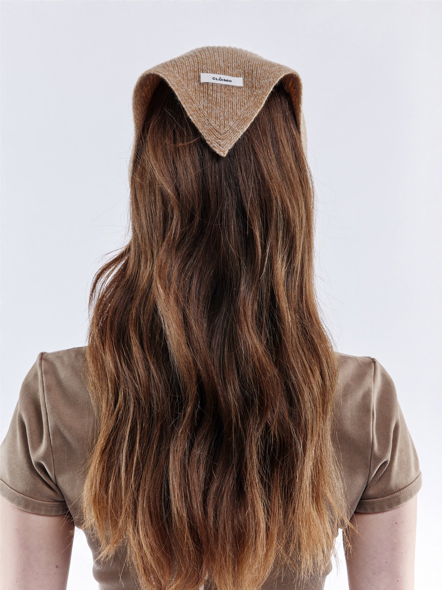 Ribbed Soft Wool Bandana - Sand Marl