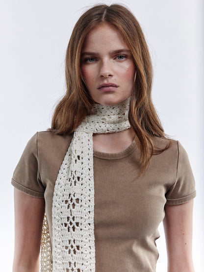 Hand Crocheted Mini Scarf - Off-White