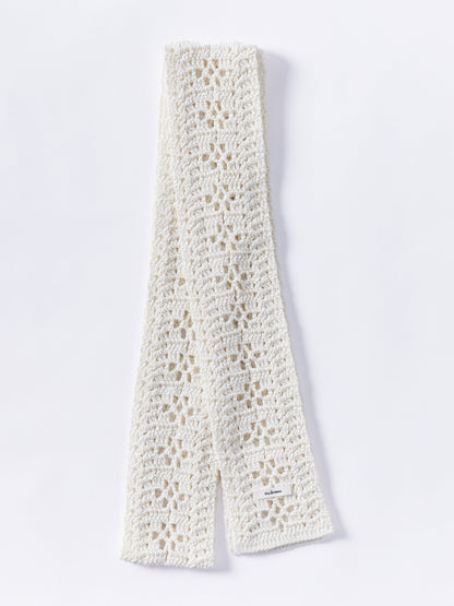 Hand Crocheted Mini Scarf - Off-White