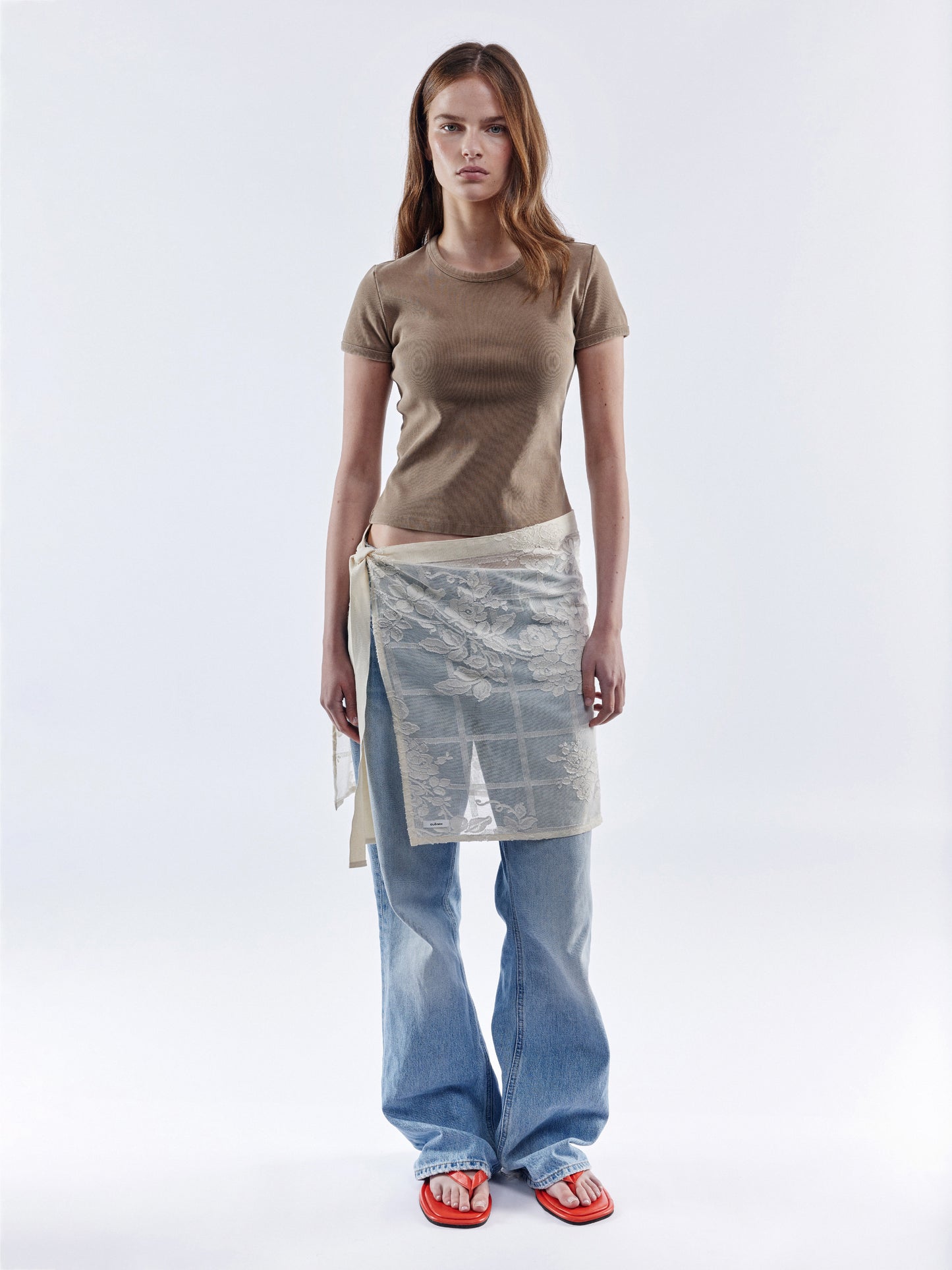 Flower Trellis Tied Apron Skirt - Natural