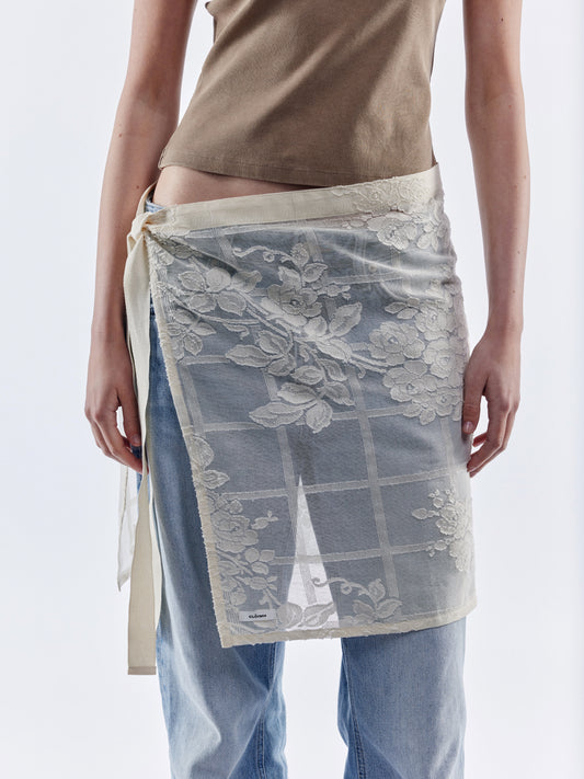 Flower Trellis Tied Apron Skirt - Natural