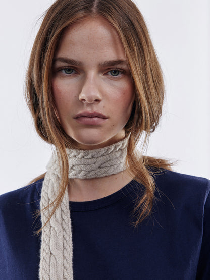 Soft Wool Aran Micro Scarf - Sand