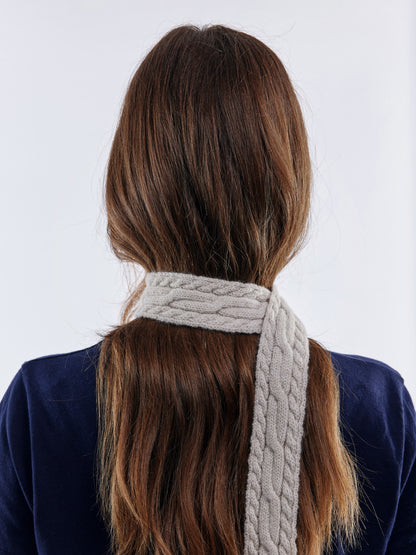 Soft Wool Aran Micro Scarf - Sand
