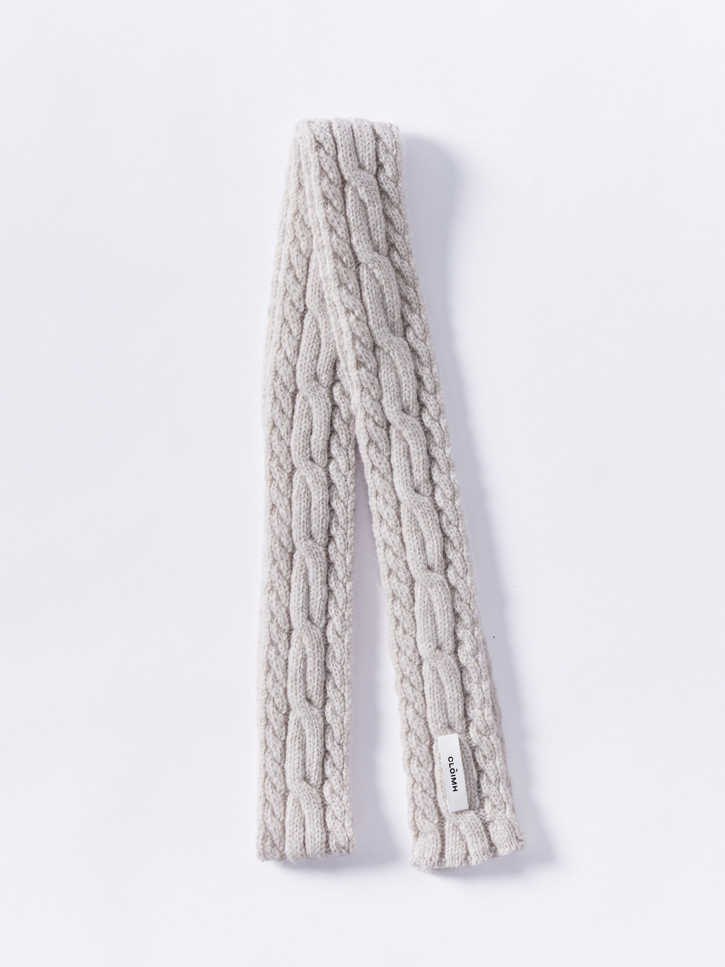 Soft Wool Aran Micro Scarf - Sand