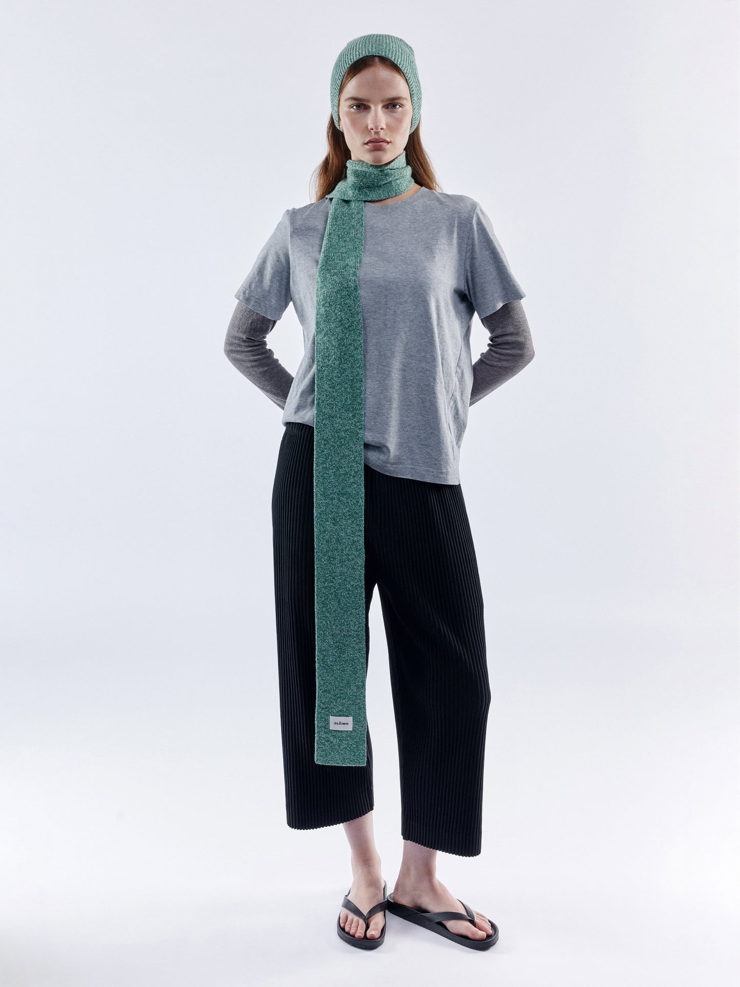 Soft Wool Mini Scarf - Green Marl