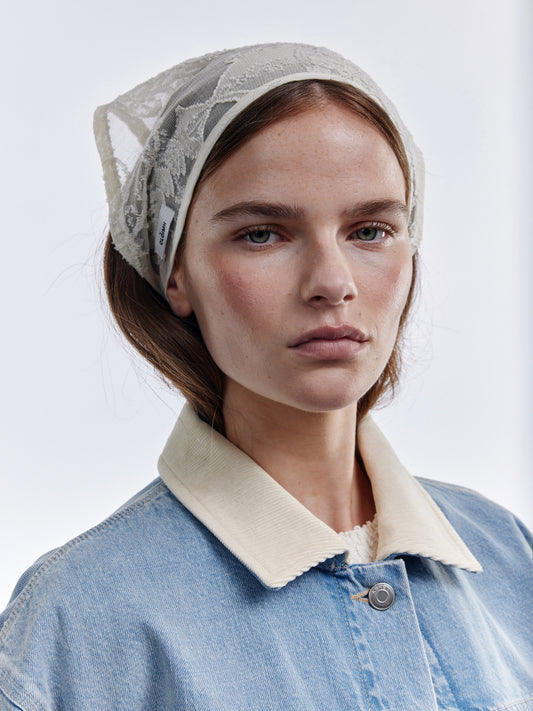 Lace Tied Bandana - Natural