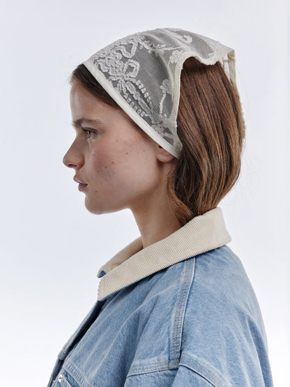 Lace Tied Bandana - Natural