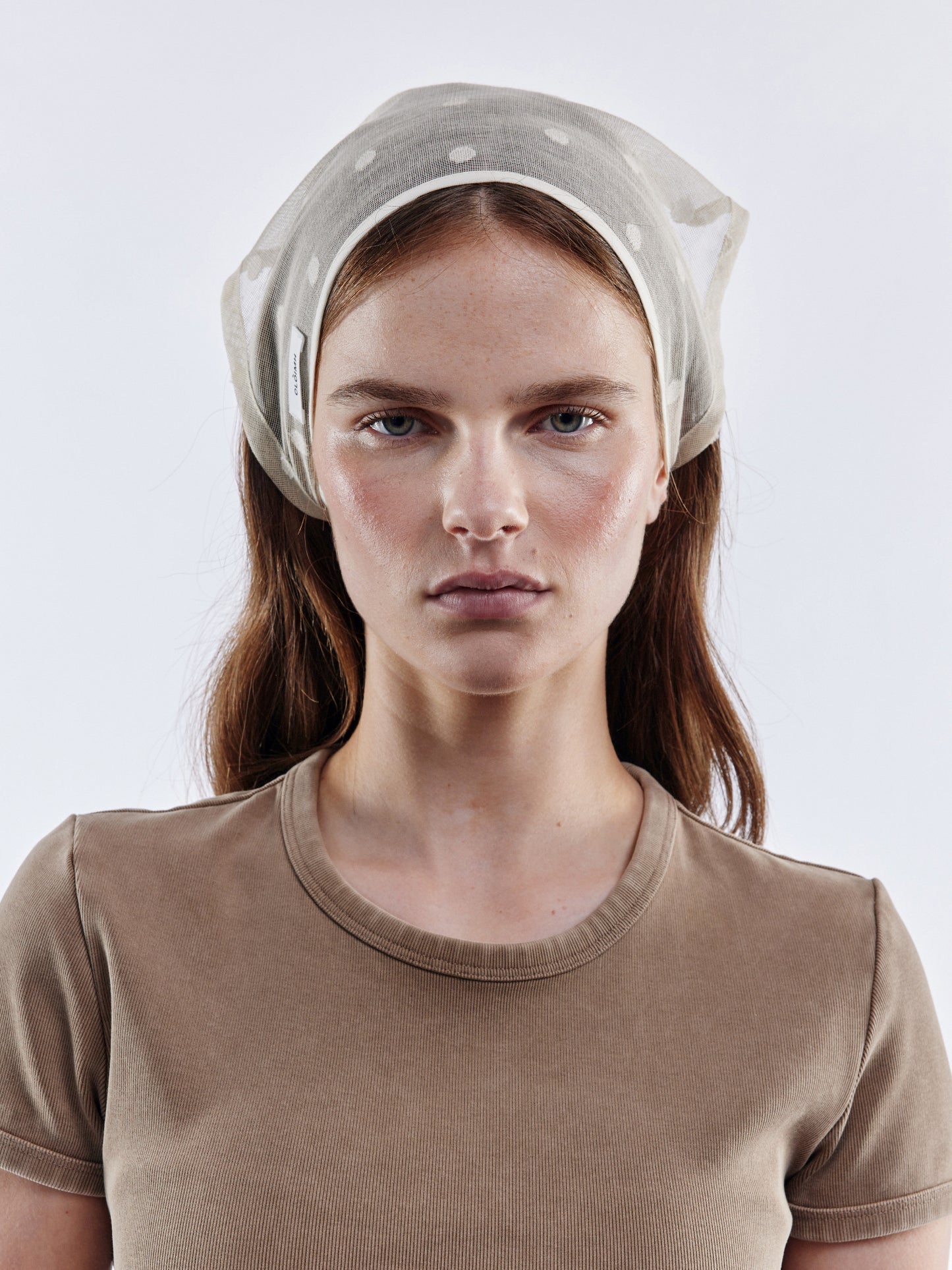 Polka Dot Tied Bandana - Natural
