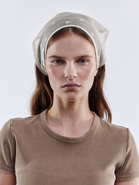 Polka Dot Tied Bandana - Natural