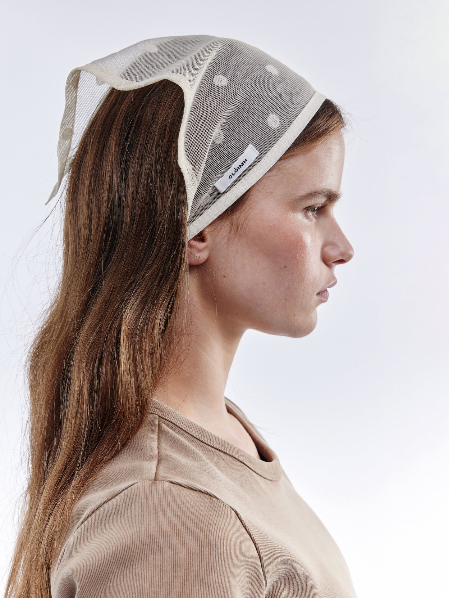 Polka Dot Tied Bandana - Natural