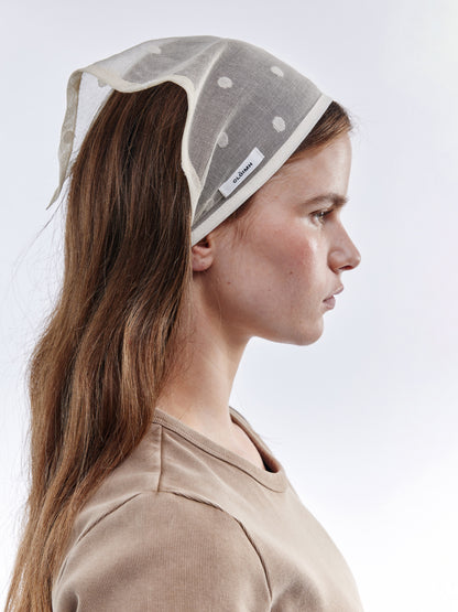 Polka Dot Tied Bandana - Natural