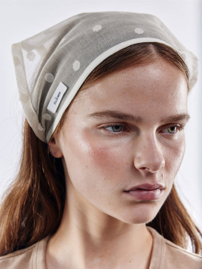 Polka Dot Tied Bandana - Natural