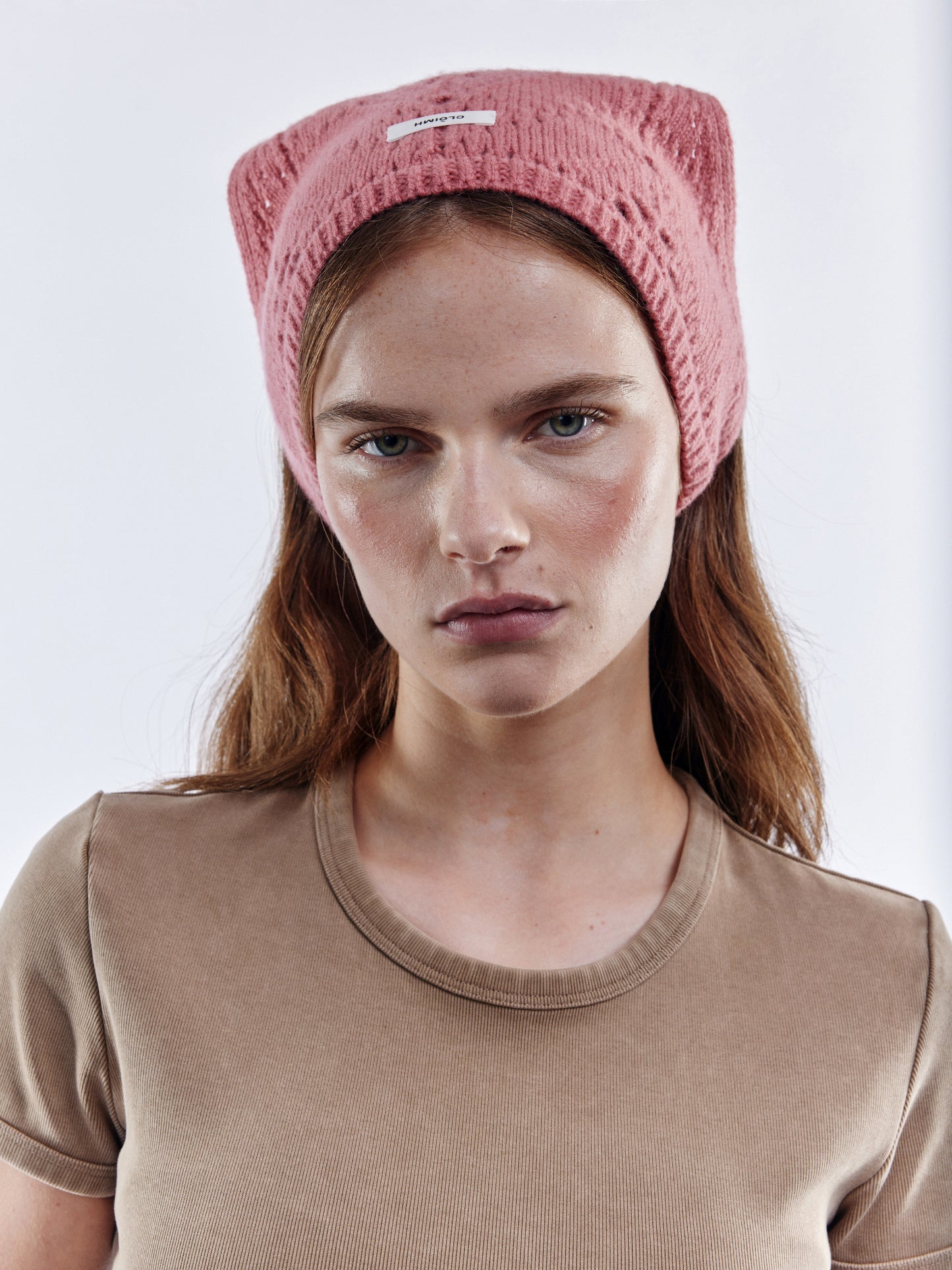 Pointelle Soft Wool Bandana - Rose