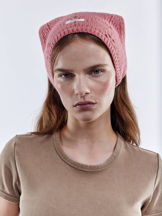 Pointelle Soft Wool Bandana - Rose