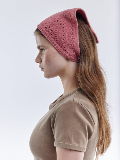 Pointelle Soft Wool Bandana - Rose