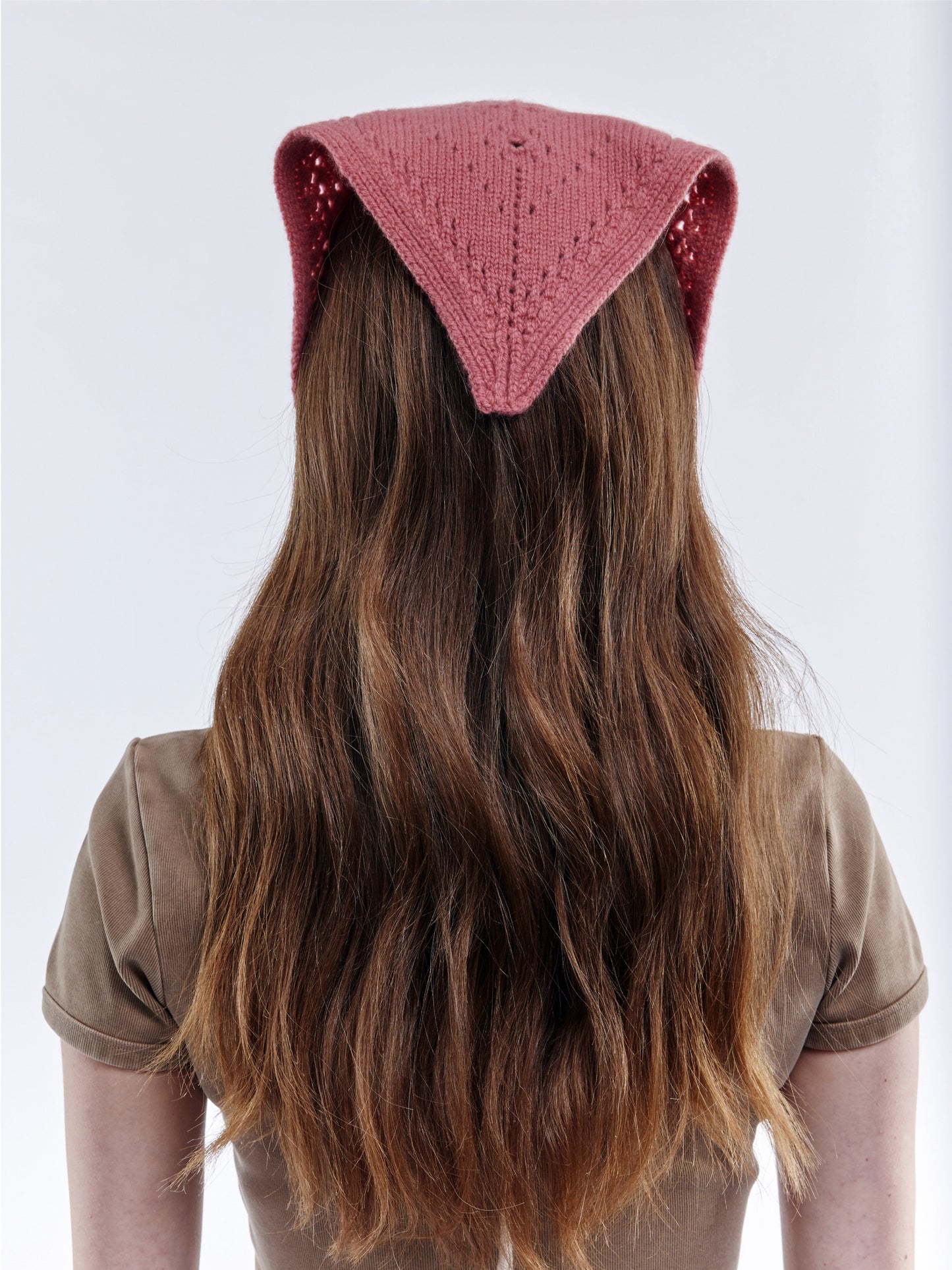 Pointelle Soft Wool Bandana - Rose