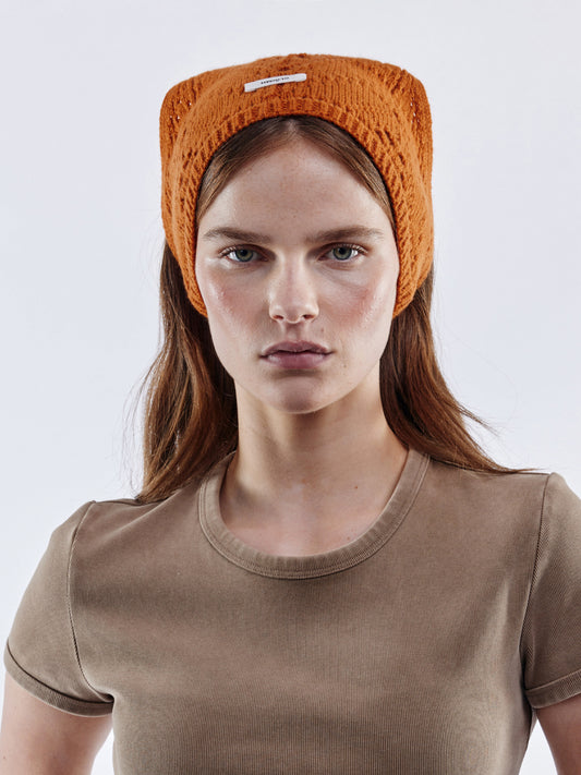 Pointelle Soft Wool Bandana - Sienna