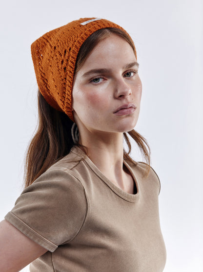 Pointelle Soft Wool Bandana - Sienna